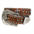 ウエスタンベルト ターコイズ＆クロス装飾